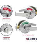Commercial Door Handle With Vacant Occupied Indicator Restroom Lock for Public Bathrooms and Industrial Buildings, showing "Vacant" and "In Use" indicators, stainless steel.