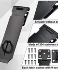 Two Pack 5 Inch Door Hasp Latch Locks 304 Stainless Steel Beefed Up Heavy Duty Gate Hinge Lock With Screws, black finish close-up