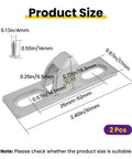 Sliding Door Keeper Set 2 Pcs 304 Stainless Steel Glass Door Lock dimensions and mounting screws shown