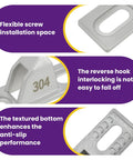 Sliding Door Keeper Set 2 Pcs 304 Stainless Steel Glass Door Lock with mounting screws, friction bump design detail view.