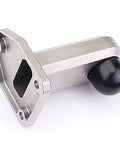 Side view of stainless steel door stopper with rubber silencer, heavy duty buffer, noise reduction, and door protection feature.