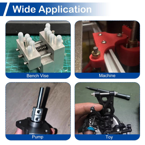 Applications of 304 Stainless Steel Dowel Pins Set 150Pcs Assortment Kit in bench vise, machine, pump, and toy assembly