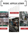 Wide application of Pro Grade Stainless Steel Dowel Pin Shelf Support Kit 110 Piece Assortment with various press tools, fixtures, jigs.
