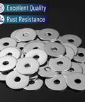 Stainless Fender Washers 1/4 Inch Inner 1 Inch Outer Diameter Pack Of 100 shown with emphasis on quality and rust resistance