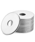 Stainless Fender Washers 1/4 Inch Inner 1 Inch Outer Diameter Pack Of 100, stack view showing rust-resistant steel washers.