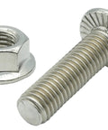 Stainless Steel Flange Screws Bolts and Nuts Kit for Exhaust Manifold M10x1.5 35mm 4 Pack, showing flange nut and bolt