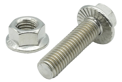 Stainless Steel Flange Screws Bolts and Nuts Kit for Exhaust Manifold M10x1.5 35mm 4 Pack, showing flange nut and bolt