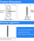 Product dimensions of 16 Pack Flat Plate Straight Brackets 40MM Stainless Steel Flat Metal Braces with screws for smooth motion.