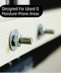 Bolt with 5 16th Inch Stainless Flat Washer Three Quarters Inch OD 304 Stainless on wood surface