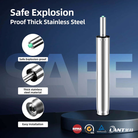 Gas Lift Cylinder Replacement For Office Chairs, 4 Inch Travel, Heavy Duty Class 4 Polished Steel, 450 Lb Capacity, Universal Size Fits Most Executive Chairs, Hydraulic Pneumatic Shock Piston, BIFMA ANSI Certified.