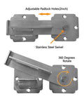 Heavy Duty Stainless Steel Gate Latch With Padlock Hole, 4mm Thick Construction, Adjustable 0.2 To 2 Inches Gap, 360 Degree Rotation