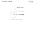 Diagram of Stainless Steel Glass Clamp Standoffs showing 2-inch adapter for 1-inch glass hole with 3/8 fastener, for balconies and pools