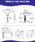 Technical diagram for 316 Stainless Steel Flush Boat Deck Hatch Latch For Marine Use Twist Design Non Locking Round D Handle Fits 2 Inch Cutouts.