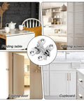 Four Pack Stainless Steel 180 Degree Hidden Hinges For Doors And Cabinets, showing hinge uses on table, screen, door, cupboard