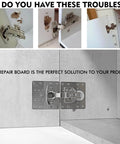 Demonstration of 8 Pcs Stainless Steel Cabinet Hinge Repair Plate Kit With Screws And Mounting Tools for fixing broken cabinet doors.