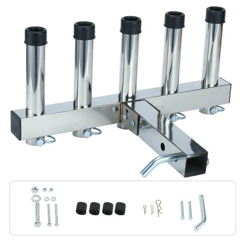 Stainless Steel Hitch Mounted Fishing Rod Holder For 2 Inch Hitch Receivers Built To Last With One Piece Weld Buffer Foam Cushioned Base