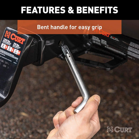 Hand installing Stainless Steel Five Eighth Inch Hitch Pin With Integrated Swivel Clip Pivot Lock No Clip Needed Heavy Duty Trailer Receiver Hardware For Built To Last Security And Quick Pin Access