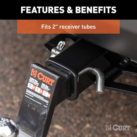 Stainless Steel Five Eighth Inch Hitch Pin With Integrated Swivel Clip Pivot Lock No Clip Needed installed on a 2-inch receiver