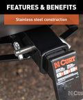 Stainless Steel Five Eighth Inch Hitch Pin With Integrated Swivel Clip Pivot Lock installed on trailer receiver