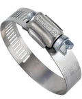 Ideal Tridon Model 28 Stainless Steel Band Hose Clamp close-up, 1-1/4 Inch to 2-1/4 Inch Clamping Range, corrosion resistant