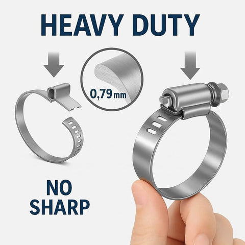 316L Stainless Steel Hose Clamps Marine Grade Heavy Duty Adjustable Band Clamp Set Of Four 13 To 19 Mm And One Half To Three Quarters Inch Fits Fuel Lines And Marine Equipment Corrosion Resistant Durability