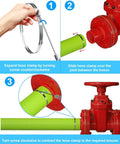 Steps showing installation of Hose Clamp Set Of Six 12 Inch 304 Stainless Steel Worm Gear Clamps for connecting green hose