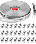DIY Cut To Fit Hose Clamp Kit With 30 Feet Strap And 30 Fasteners In Stainless Steel Large Worm Gear Band Clamp