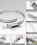 DIY Cut To Fit Hose Clamp Kit With 30 Feet Strap And 30 Fasteners In Stainless Steel Large Worm Gear Band Clamp Assortment