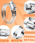 120 Piece Hose Clamp Set Camtek Stainless Steel Adjustable Worm Gear Clamp 6 to 44 mm Range Duct Pipe Fuel Line Clamp details