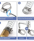 Instruction steps for using 200 Piece Hose Clamp Set 304 Stainless Steel Adjustable Worm Gear Clamps with tools