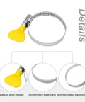 10 Pack Stainless Steel Hose Clamps 1.25 To 2 Inches Butterfly Thumb Screw Yellow Key Type Adjustable Clamps 32 To 50 mm 9 mm Bandwidth Durable Corrosion Resistant ABS Plastic Handle For Plumbing And Automotive Use