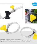 10 Pack Stainless Steel Hose Clamps 1.25 To 2 Inches Butterfly Thumb Screw Yellow Key Type Adjustable Clamps 32 To 50 mm
