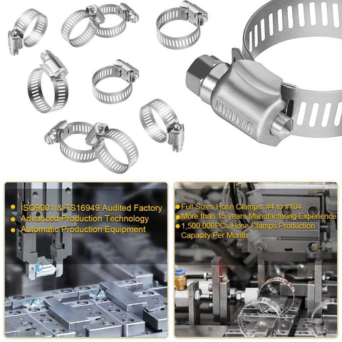 Stainless Steel Hose Clamps 16 Pack Worm Gear Drive SAE 12 Clamps Clamping Range From Half Inch To One And Quarter Inch 14mm To 31mm