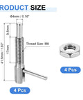 Beefy Retractable Indexing Plunger Pin Set 4 Pack Stainless Steel M6 Thread 17mm Length 9.5x4mm Pin With Nuts