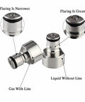 Image showing Ball Lock To Sankey Keg Adapter Conversion Kit in stainless steel with food grade silicone washers, labeled parts.