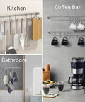 Kitchen Utensil Rack 2 Pack, 15.6 Inch Pots and Pans Hanging Rack Wall Mounted with 304 Stainless Steel Utensil Hanger shown in use