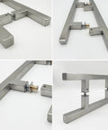 Square Ladder Pull Back to Back Handle for Frameless Shower Doors Brushed Nickel 304 Stainless Steel H Shape Tube 6 Inch Center to Center Suitable for Glass One Quarter Inch to One Half Inch Thickness Replacement Hardware