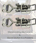Stainless Steel Adjustable Latch Buckle Cabinet Box Lever Handle Toggle Catch Lock For Doors And Drawers 75 To 95 Mm Range 2 Pack