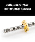 ✝️ 2pc tr8x8 365mm leads screw with t8 brass nut, showing corrosion and temperature resistance, compatible with ender 3 v2