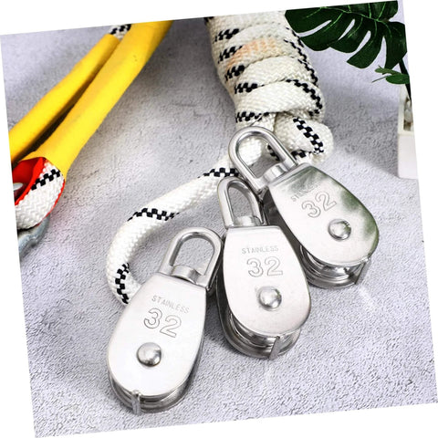 3pcs Heavy Duty Stainless Pulley Swivel Lifting Wire Rope Crane for Construction DIY Projects with rope