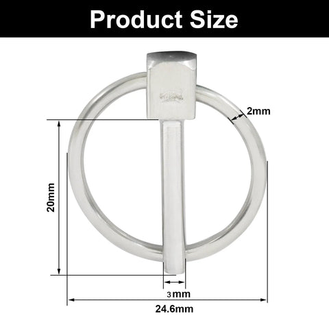 Set Of 4 Heavy Duty Linch Pins With Ring, 304 Stainless Steel, One Eighth By Three Quarters Inch, dimensions and measurements diagram