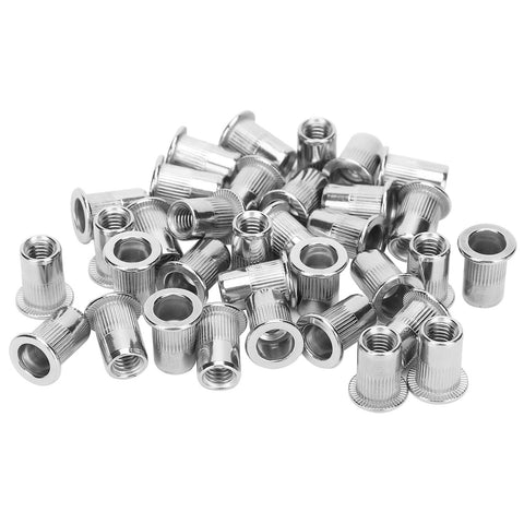 50 Piece Blind Rivet Nut Set Stainless Steel M6 Ribbed Nuts For Pro Grade Heavy Duty Fast Secure Installations And Durable Hardware Accessories