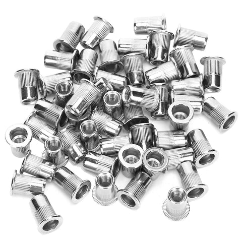 50 Piece Blind Rivet Nut Set Stainless Steel M6 Ribbed Nuts For Pro Grade Heavy Duty Fast Secure Installations And Durable Hardware Accessories For Auto Elevator Electrical Furniture And DIY Projects - pile view