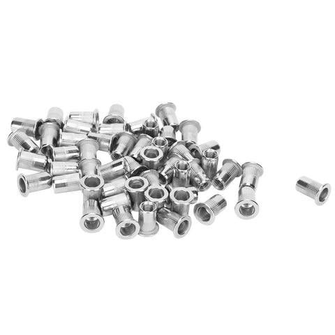 50 Piece Blind Rivet Nut Set Stainless Steel M6 Ribbed Nuts For Pro Grade Heavy Duty Fast Secure Installations And Durable Hardware
