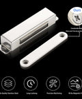 2 Pack Heavy Duty Magnetic Door Catch With 90lb Pull, Stainless Steel Anti Rust Design displayed with counter sink detail
