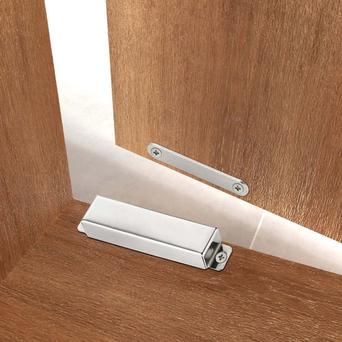 2 Pack Heavy Duty Magnetic Door Catch With 90lb Pull, Stainless Steel Anti Rust Design for doors, installed view