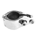 Hinged jaw rail mount clamp for Bimini top, 25mm, marine-grade 316 stainless steel (side view)