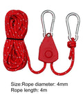 Stainless Steel Nylon Adjustable Rope Fastener With Fixed Buckle And Pulley For Awning Wind Ropes, 4m Length, 4mm Diameter