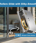 Side view of Pella Sliding Patio Door Rollers Set 2 Pack With Adjustable Height Stainless Steel Ball Bearings Rust Resistant Wheels