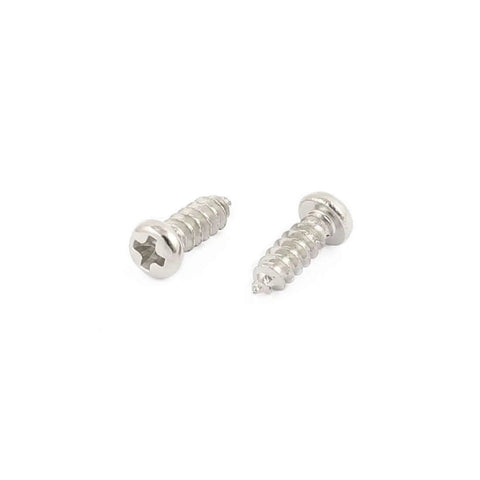 Close-up of 50pcs M2.5 X 8mm Stainless Steel Phillips Pan Round Head Self Tapping Screws on white background